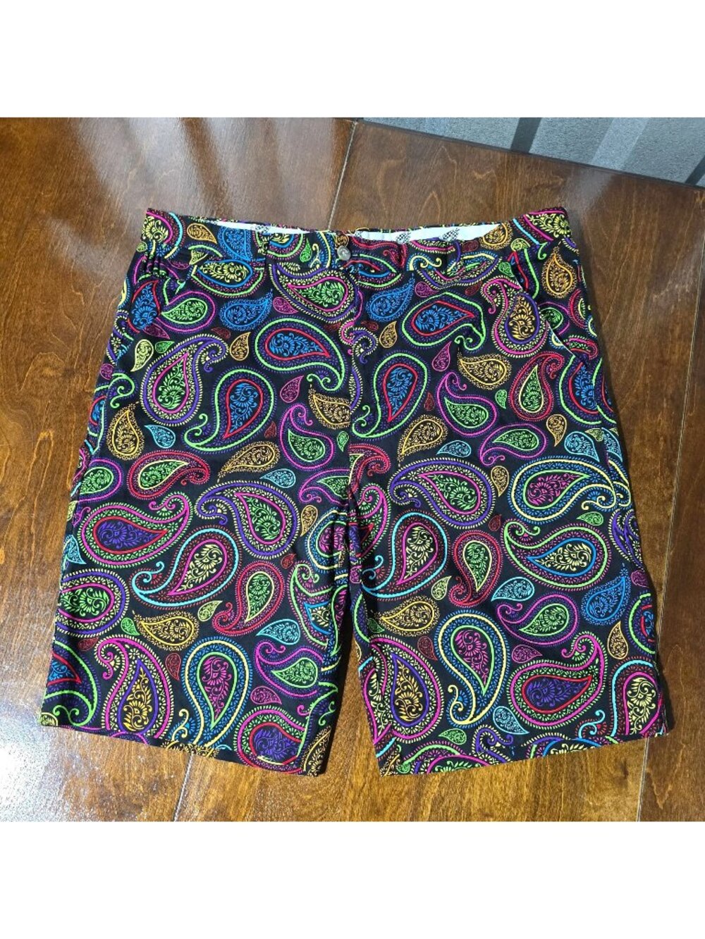 Royal & Awesome Mens Crazy Paisley Golf Shorts Multicolor Size 42 Vibrant Funky